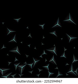 Onyx Polygon Background Black Vector. Blue Neon Facet Tech. Prism Deep Card. Jet Black Party Backdrop.