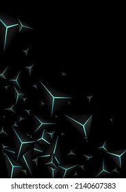 Onyx Prism Background Black Vector. Obsidian Triangular Nice. Facet Geometric Card. Dark Fiber Template.