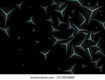 Onyx Prisma Hintergrund schwarzer Vektor. Dunkle Kristallabdeckung. Dreieck-Abstufungshintergrund. Jet Black Tech Illustration.