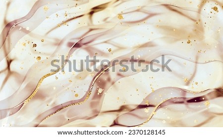 Onyx stone background texture with gold veins and glitter splatters.