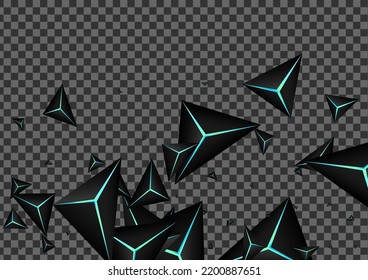 Onyx Triangle Background Transparent Vector. Obsidian Crystal Deep. Prism Nice Texture. Dark Tech Card.