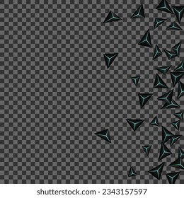 Onyx Triangle Background Transparent Vector. Obsidian Facet Glossy. Prism Party Card. Jet Black Shape Illustration.