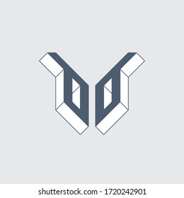 OO o 00 - monogramo o logotipo. Fuente isométrica 3d para el diseño. Impresión en pantalones en T. Las letras O y O de tres dimensiones.