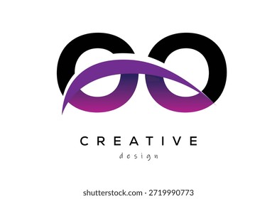OO kreatives und modernes Logo-Design mit kreativem violettem Wellen-Abstraktem Latter-Logo-Konzept.