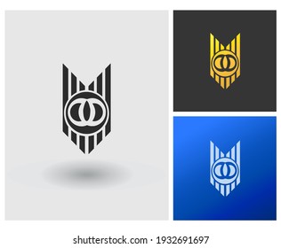 Logo OO o DD con plantilla creativa de emblema de franjas