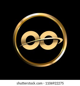 OO initial circle company logo gold black background