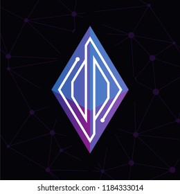 OO Initial letter block chain logo icon vector template. Looping mono line circuit letter on rhombus cube logo