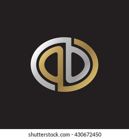 OO initial letters looping linked ellipse elegant logo golden silver black background