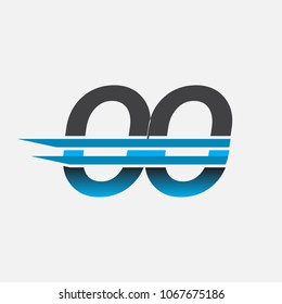 OO initial logo company name colored black and blue, Simple and Modern Logo Design.