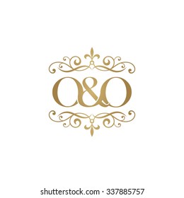 O&O Initial logo. Ornament ampersand monogram golden logo