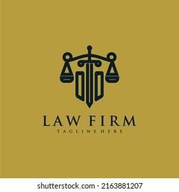 OO initial monogram for lawfirm logo with sword and scale