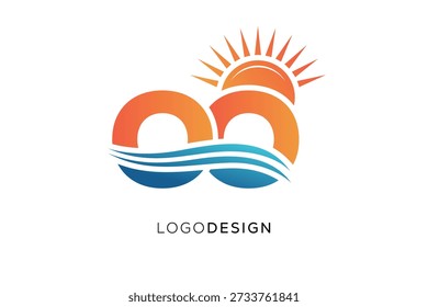 Logo de la letra OO Monograma Sun Wave Diseño de marca moderno