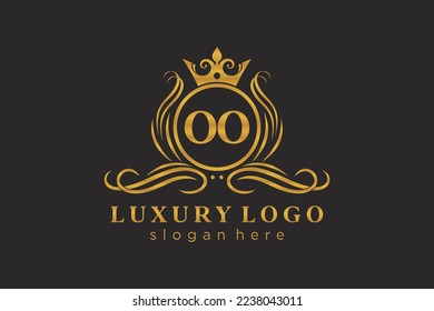 OO Letter Royal Luxury Logo template in vector art for Restaurant, Royalty, Boutique, Cafe, Hotel, Heraldic, Jewelry, Fashion and other vector illustration.