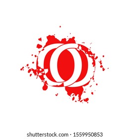 OO Letter Splatter logo.  Abstract Design concept blood splash  with hidden letter double O logo icon for initial, company identity and more brands.