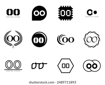 OO logo de la empresa Plantilla. Logotipo de letra o y o. Establece diferentes letras serif clásicas y texto moderno en negrita con Elementos de diseño. Tipografía inicial de la fuente. Colección identidad de negocios de moda.