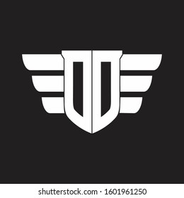 OO Logo monogram with emblem and wings element design template