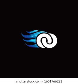 Logo de OO monograma con plantilla de diseño de estilo de incendio azul