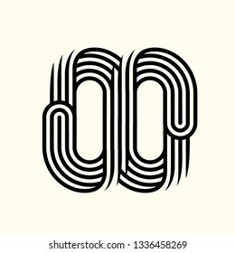 OO monogram.Typographic logo with uppercase double letter o.Lettering icon in modern, geometric, corporate, architectural style isolated on light background.Stylized type elements overlapped.