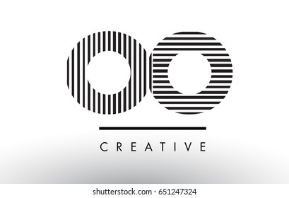 OO O Black and White Letter Logo Design with Vertical and Horizontal Lines.