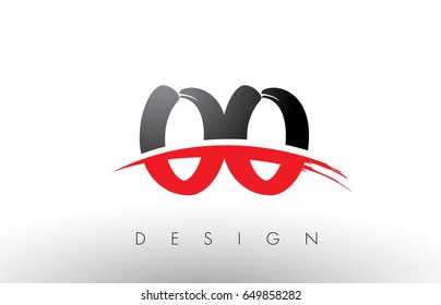 OO O Brush Logo Letters Design with Red and Black Colors and Brush Letter Concept.