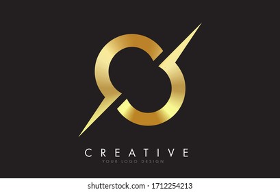 OO O Golden Letter Logo Design with a Creative Cut. Creative logo design with Black Background.