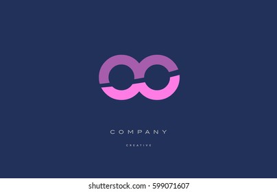oo o  pink blue pastel modern abstract alphabet company logo design vector icon template 