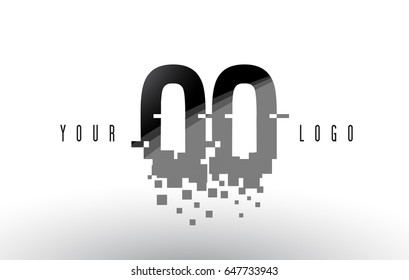 OO O Pixel Letter Logo with Digital Shattered Black Squares. Creative Letters Vector Illustration.