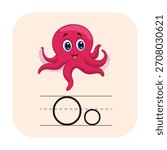 Oo for Octopus vector for kids