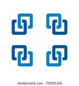 OO, S, CS, CO initial letter link logo design template vector illustration