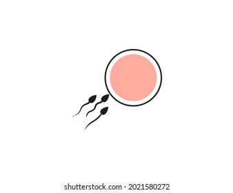 Fertilización de oocitos, icono de esperma. Ilustración vectorial. diseño plano.