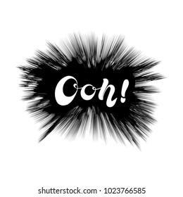 Ooh Lettering. Black And White Isolated Picture, Vector Illustration