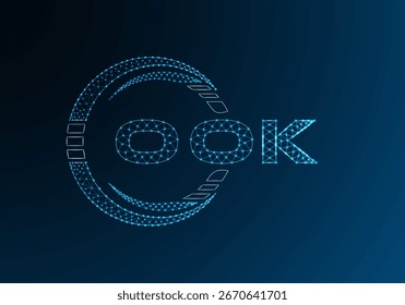 OOK design de vetor de logotipo de letra poli baixa. OOK design de logotipo poli inferior. Logotipo poli baixo.