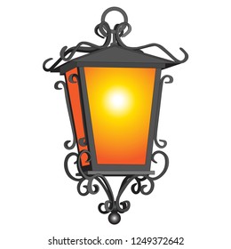 Oold rustic detailed lantern on white vector illustration