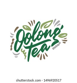 Oolong tea hand drawn illustration. Template for card banner and poster for restaurant menu and package. Vector illustration