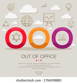 ooo mean (out of office) ,letters and icons,Vector illustration.