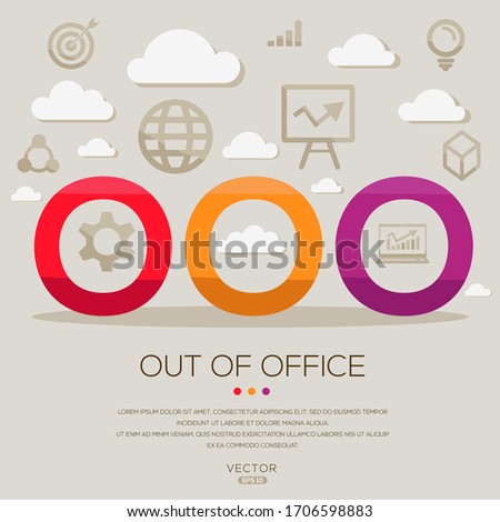 ooo mean (out of office) ,letters and icons,Vector illustration.