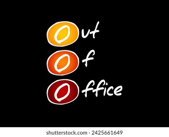 OOO Out Of Office - used in professional contexts to indicate that someone is unavailable for work, acronym text concept background