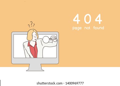 Oops 404 error page. Hand drawn style vector design illustrations.