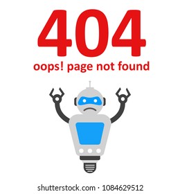 Oops 404 error page not found. Futuristic robot concept – stock vector