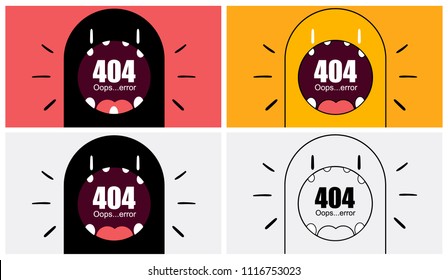 oops 404 error page not found.Cartoon style.