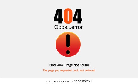 Oops 404 error page, vector template.cartoon from the trash.
