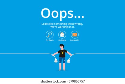 Oops 404 error page, vector template