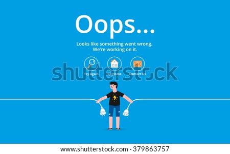 Oops 404 error page, vector template