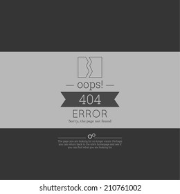 Oops. 404 error. Sorry, page not found. vector. 