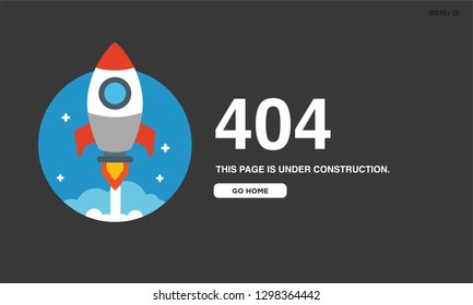 Oops 404 Page Interface Design with Rocket Ship Vector Illustration
