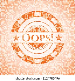 Oops! abstract orange mosaic emblem