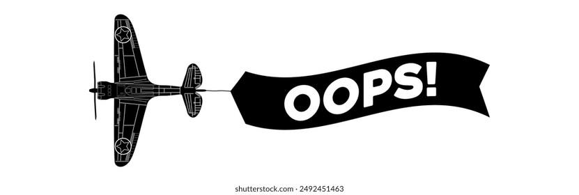 OOPS! advertisement banner is attached to the plane