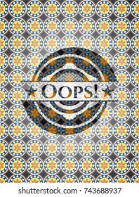 Oops! arabic style emblem. Arabesque decoration.