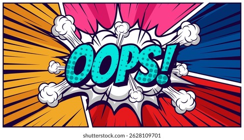 Oops Bubble in Comic Explosion Style, Funny Vintage Effect