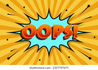 OOPS comic book colorful page template. Pop-art style. Editable text effect. Vector design.